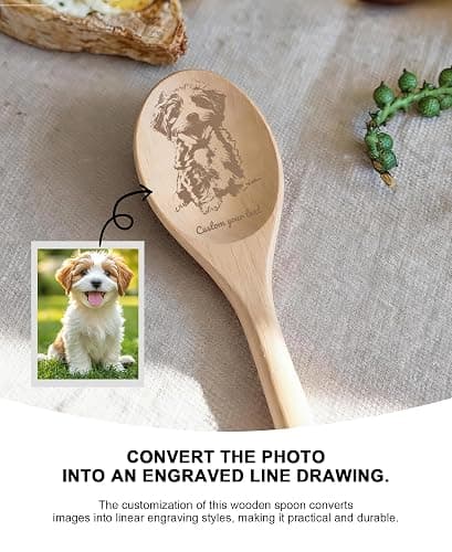 Custom Wooden Spoon - Personalized Engraved with Photo & Name | Unique Kitchen Gift for Mom, Wife, Grandmother | Cooking, Wedding, Anniversary Keepsake (Free Design) thumbnail 5