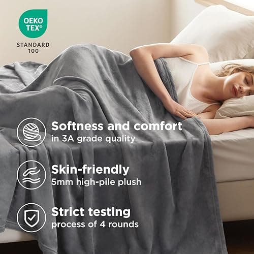 Bedsure GentleSoft Fleece Bed Blankets Queen Size Grey - Soft Warm Winter Blanket Lightweight Cozy Luxury Microfiber, Room Home Decor Christmas Decorations Gifts for Women and Men, 90x90 inches thumbnail 3