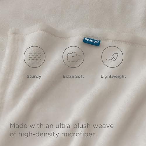 Bedsure Blankets for Bed Queen Size - Fleece Cozy Soft Blanket for Women, Lightweight Fuzzy Flannel Throw for All Seasons, Linen, 90x90 inches thumbnail 4