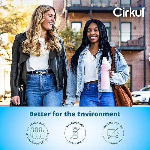 Cirkul 32oz. Blush Pink Stainless Steel Water Bottle Starter Kit with Pink Lid and 2 Flavor Cartridges (1 LifeSip Strawberry, 1 GoSip Passion Fruit Dragon Fruit) Zero Calories and No Sugar - Blush Pink - 32 Ounce thumbnail 7