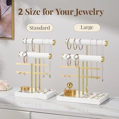 bussdis 3 Tier Bracelet Holder Display - Detachable T Bar White Velvet Bracelet Holder, Jewelry Holder Organizer for Bracelet, Necklace, Earrings, Rings thumbnail 9