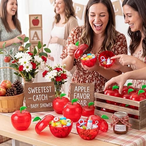 Tanlade 50 Pcs Back to School Gift for Teacher Plastic Apple Container Bulk | 4.1 x 3.7" Apple Container Red Candy Boxes Holder Thank You Gift for Apple of My Eye Teacher End of Year Party Decor thumbnail 5