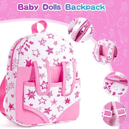 BDDOLL 12" Baby Doll in Gift Box with Pink Backpack, Cloths, Feeding Bottle and Pacifier, First Baby Dolls for Toddlers 3 Years and Up thumbnail 6