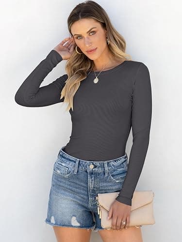 ANRABESS Women Long Sleeve Shirts Rib Knit Slim Fit Tops Basic Tee 2025 Fall Outfits Casual T-Shirt Underscrubs Layer Clothes thumbnail 3
