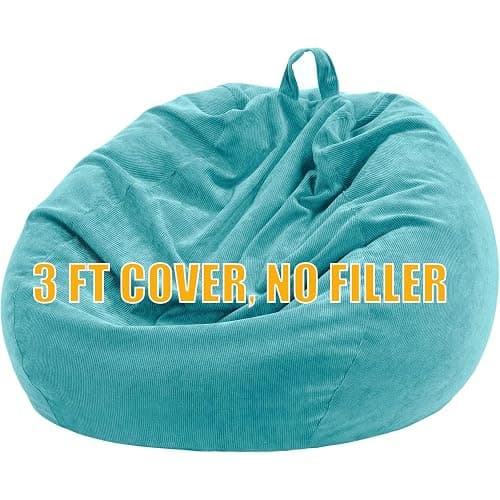 Nobildonna 2.5 ft Bean Bag Chair Cover for Kids,Turquoise 200L | No Filler Washable Stuffed Animal Storage Beanbag Chair Cover 74" Extra Large Opening Premium Corduroy Bean Bag Cover thumbnail 2