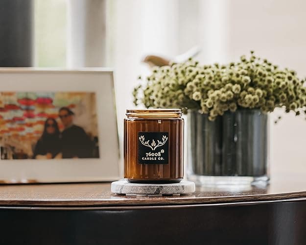 76008 Candle Co. - Hazelnut Scented Candle with Wood Wick – Cozy Aromatherapy Candle Gift for Mom – Long-Lasting Natural Soy Wax, Crackling Wick, Mother's Day Gift Idea – 8oz Jar, Relaxing Home Decor thumbnail 3