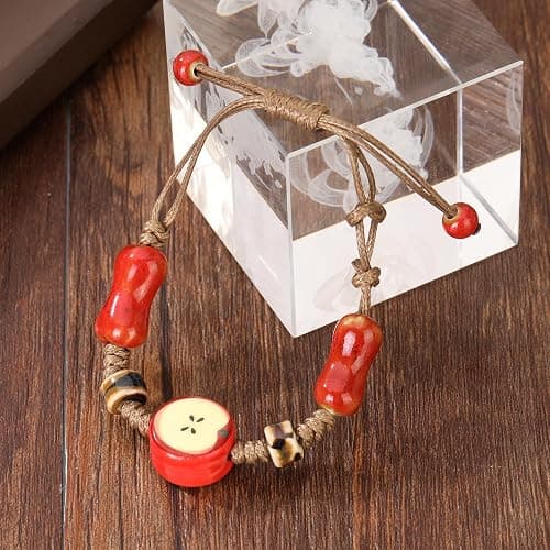 GAXAYA Apple Ceramic Bracelet for Women Men Adjustable Rope String Bracelets Handmade Woven Cord Bracelets thumbnail 5