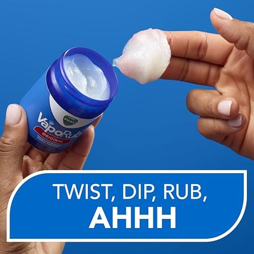 Vicks VapoRub, Original, Cough Suppressant, Topical Chest Rub & Analgesic Ointment, Medicated Vicks Vapors, Relief from Cough Due to Cold, Aches & Pains, 1.76oz thumbnail 6