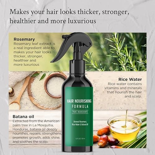 Rosemary Water Spray for Hair with Rice Water & Batana Oil, Biotin, Citrus Peel and Mint, 4.2 fl oz (120 ml (Pack of 1), Rosemary) thumbnail 5