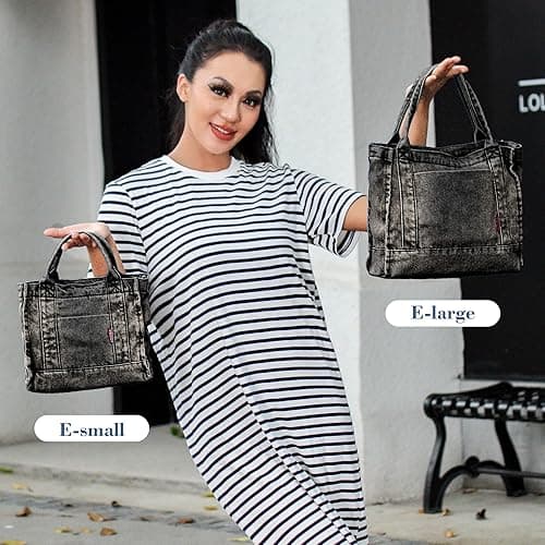 AOCINA Denim Purse Jean Tote Bag for Women Crossbody Shoulder Weekend Bags Denim Purses and Handbags for Women thumbnail 3