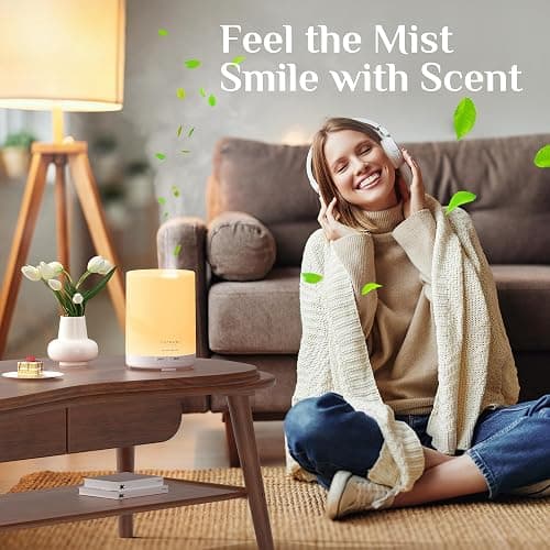 ASAKUKI Essential Oil Diffuser, 5-in-1 Quiet Humidifier, Home Fragrance Aroma Diffuser with 7 LED Color Changing Light and Auto-Off Switch (Pure White) thumbnail 8
