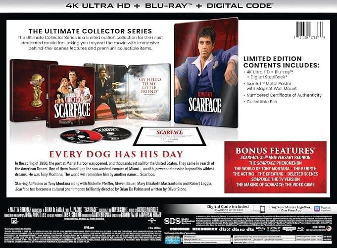 Scarface (1983) – Ultimate Collector's Edition IconART with SteelBook (4K Ultra HD + Blu-ray + Digital) (Amazon Exclusive) thumbnail 7