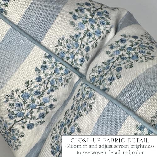 Jillien Harbor “The Juliet” Floral Block Print Pillow Cover – Soft Blue and Off-White Decorative Throw Pillow Cover – Grandmillennial Home Decor, 20" x 20" thumbnail 8