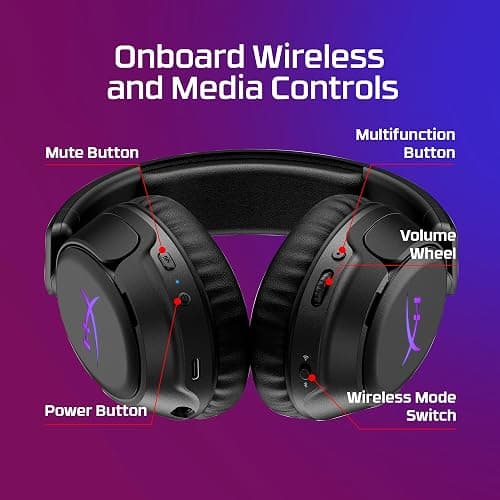 HyperX Cloud Flight 2 – Wireless Gaming Headset, Customizable RGB Lighting with Removable Earcup Plates, up to 100 Hours of Battery Life, 2.4GHz & Bluetooth, Multi-Platform Compatibility - White thumbnail 6