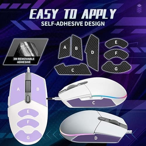 TALONGAMES Mouse Anti Slip Grip Tape Compatible with Logitech G102 / G203 / G304 / G305 / G Pro Wired Gaming Mouse, Palm Sweat Absorption, Thin 0.5mm, Cut to Fit, Easy to Apply, Mouse Skin thumbnail 5
