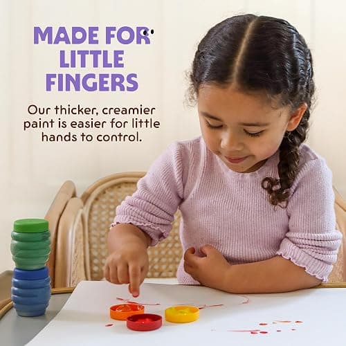 Honeysticks Non Toxic Finger Paint (6 Bright Colors), Washable from Skin, Safe Finger Painting for Toddlers, Kids Ages 1-3, 2-4, 3-5, Perfect First Paint for Little Artists Age 1+, Water Based, Eco thumbnail 7