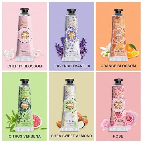 Yoken 20% Shea Butter Hand Cream Gift Set, Instant Moisturizing Hand Cream for Women Dry Hands with Delicate Tin, Floral-Scented Hand Lotion 6 x 1 OZ thumbnail 4
