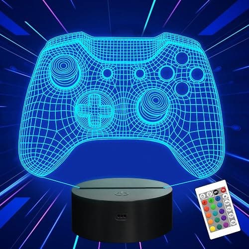 Attivolife Gamepad 3D Illusion Lamp, Controller Night Light with Remote Control + Timer 16 Color Changing Desk Lamp Kids Gamer Room Decor Plug in Best Cool Festival Birthday Gift for Boy Men - Image 1