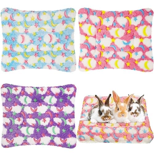 Jetec 3 Pcs Guinea Pig Beds, Fleece Small Animal Mats, Moon, Colorful | 10 x 11 in Soft Double Sided Fleece Pad for Rabbit, Hamster, Chinchilla, Rat, Warm Hideout, Cozy Small Animal Cage Bed - Image 1