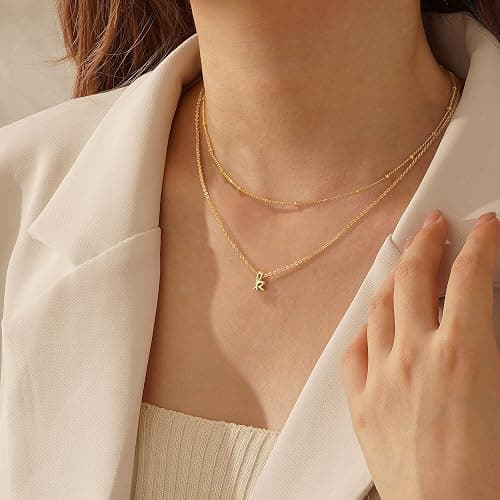 Yoosteel Christmas Gifts for Women Teen Girls - Layered Initial Necklaces for Women Dainty Gold/Silver Letter A-Z Stack Initial Necklace Personalized Birthday Gifts Stocking Stuffers for Teen Girls thumbnail 3