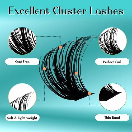 GEMERRY Lash Clusters D Curl 280pcs 80D 280 PCS 10-18MIX for Beginners | Wispy Natural Lash Clusters Individual Eyelash Extensions Soft Thin Band Fluffy Volume Reusable Handmade DIY at Home Beginner thumbnail 3