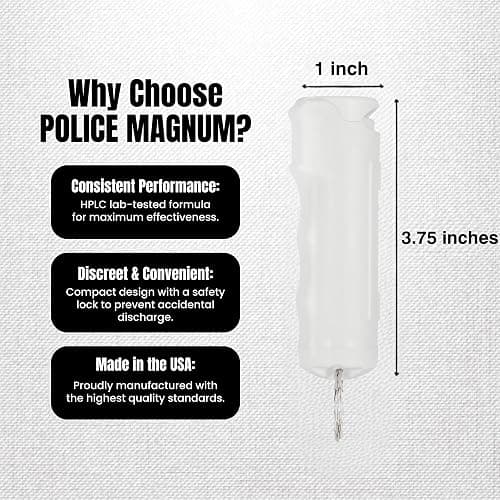 Police Magnum Keychain Pepper Spray Flip Top Safety 1 Pack 1/2oz - Maximum Heat Strength OC with Dye- Tactical Small Compact Case Holder- for Women & Men's Self Defense- Made in The USA thumbnail 5