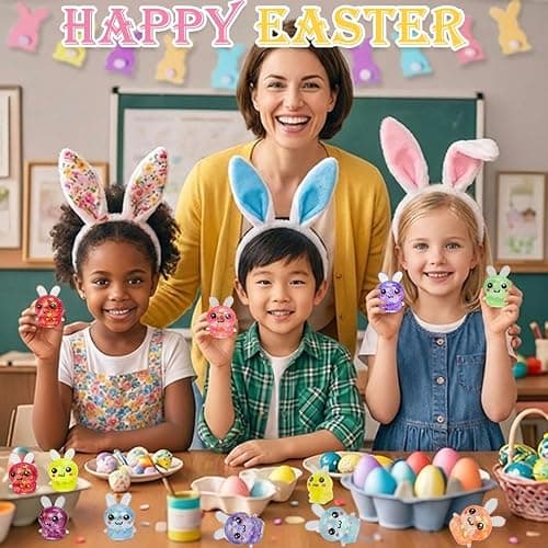 BEIGUO 12pcs Easter Glitter Bunny Stress Balls,Squishy Toys for Kids Boys Girls Easter Basket Stuffers, Easter Egg Fillers thumbnail 2