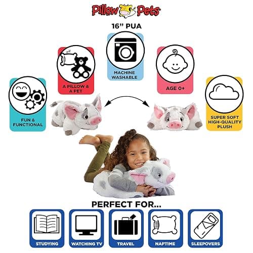 Pillow Pets Disney Moana Pua, 16" Plush Toy | Soft Plush Pillow Companion, Unfastens into a Cozy Pillow at Night, Machine Washable, BPA and Phthalates Free thumbnail 3