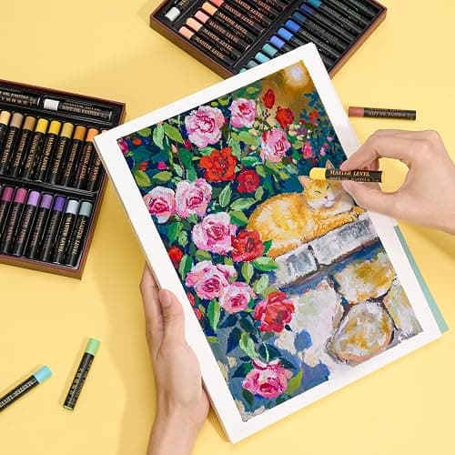 LIGHTWISH Professional Oil Pastels, 77 Floral Theme Colours Soft Oil Pastel | (78 Count Including 2 White Sticks), Smooth High Lightfast Pastels for Artists Students Beginners, Premium Art Gift Box thumbnail 8