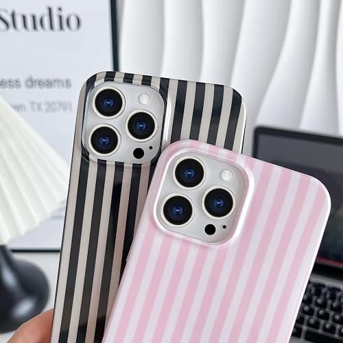 Yeddabox for iPhone 13 Pro Max Case Cute Striped Phone Case Soft TPU Slim Shockproof Phone Cover for Women Girls, Pink thumbnail 3