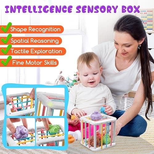 Martiount 4 in 1 Montessori Baby Toys for 6 12 18 Months, Soft Stacking Blocks Sensory Teething Toy, Educational Learning Toys for 1 2 3 Year Old Toddlers, Baby Girl Boy Birthday Gift Set thumbnail 6