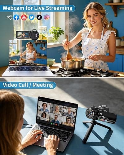 Aidzhi 4K Video Camera Camcorder 96MP UHD Vlogging Camera for YouTube 18X Digital Zoom 3.0 IPS 270° Rotation Touch Screen Video Recorder with Remote Control, Night Vision, 32GB Card, 2 Batteries thumbnail 5