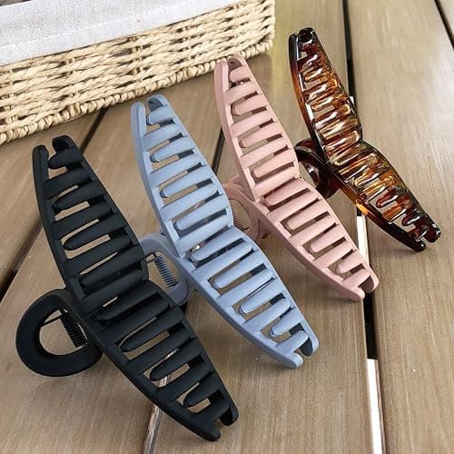 Nalodu Hair Claw Clips Large 4.3 Inch No Slip Big Matte Jaw Butterfly Clip Clamp 4 Colors for Thin Fine Thick Hair Women, 4 Pack thumbnail 5