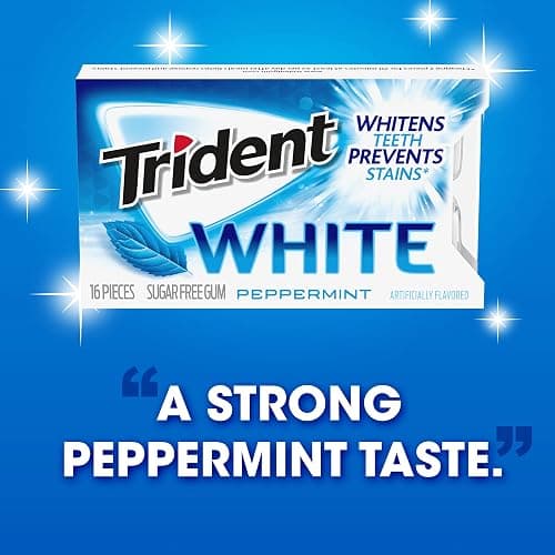 Trident White Peppermint Sugar-Free Chewing Gum, 9 Packs of 16 Pieces (144 Total Pieces) - Peppermint - 16 Count (Pack of 9) thumbnail 9