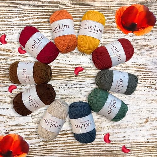 LovLim Crochet Yarn, 10x50g Soft Cotton Yarn Skeins, 1200+ Yards, for Crochet and Knitting, Free Crochet/Amigurumi Patterns, Craft DK Yarn Perfect Starter Kit (Autumn) thumbnail 3