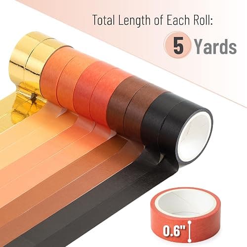 Mr. Pen- Washi Tape Set, 10 Rolls, 5 Yards/Roll, Washi Tape for Scrapbook | Arts, Crafts, Journals and Planners, Fiery Horizon thumbnail 4