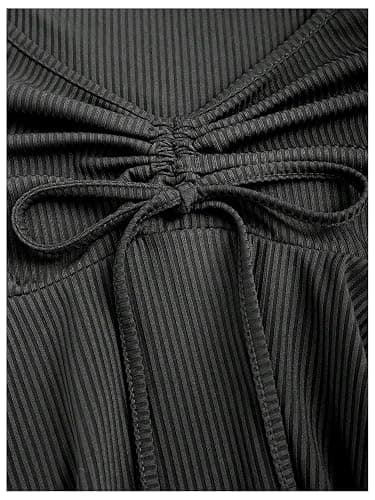 SOLY HUX Women's Long Sleeve Babydoll Tops Y2k Peplum Cute T Shirts | Tie Front, Sweetheart Neckline, Fall Outfit, Tees thumbnail 3