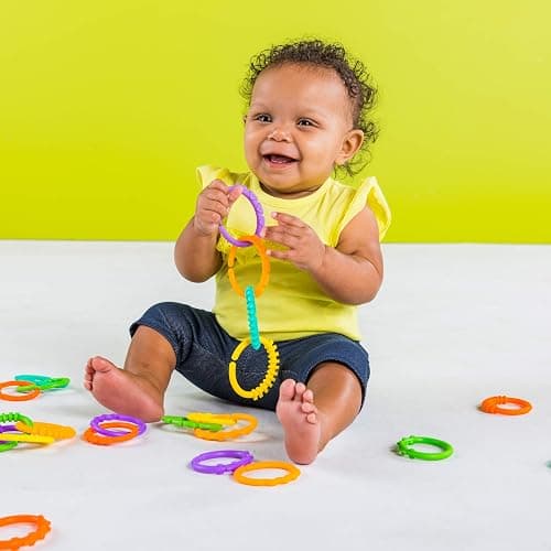 Bright Starts Lots of Links Rings Toys for Stroller or Carrier Seat, BPA-Free, Ages 0 Months Plus, Multicolor, 24 Count thumbnail 2