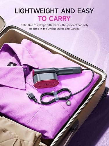 DRFLASH 2-in-1 Steamer & Iron for Clothes,15s Fast Heat-up 1200W Portable Handheld Garment Steamer,Travel Size with Large Ceramic Heat Panel,Quick Wrinkle Removal,110V-120V thumbnail 7