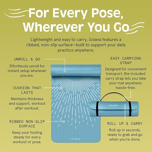 Retrospec Solana Yoga Mat Thick 1/2in Non-Slip Workout Mat with Nylon Strap - 72x24in Exercise Mat for Pilates, Stretching & Fitness - BPA Free, Easy Clean thumbnail 5