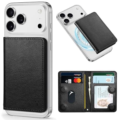 TUCCH for Magsafe Wallet, 6 Card Holders with [ID Window] [RFID Blocking] for iPhone 17/16/15/14/13/12/Pro/Pro Max/Air/Plus Series, PU Leather Magnetic Card Wallet for Men Women, Textured Black - Image 1