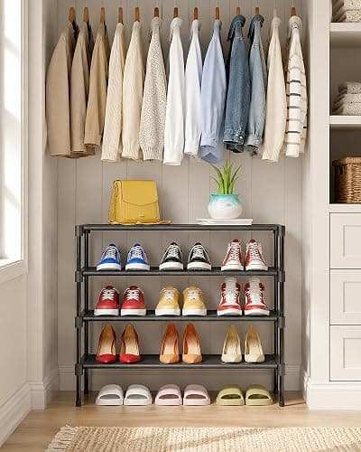 Kitsure Shoe Rack - Non-Woven Shoe Rack Shelf, Shoe Organizer for Closet, Entryway, Garage & Corridor, Stackable Shoe Shelves, X-Large, Black | Shoe Organizer for Closet, Entryway, Garage, Stackable Shoe Shelves, college dorm&apartment essentials thumbnail 8