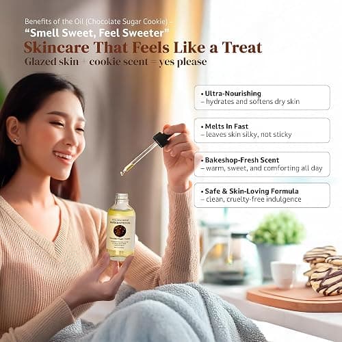 Soothing House Chocolate Sugar Cookie Body Oil: Moisturizing Body Oil for Soft, Glowing Skin with Almond & Jojoba Oil (4 fl oz) thumbnail 7