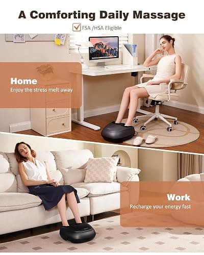 Shiatsu Foot Massager with Heat, Deep Kneading Foot Massager Machine with Remote, Compression, Multi-Massage Modes, Auto-Off Timers, for Plantar Fasciitis, Neuropathy Pain, Relax for Home or Office thumbnail 7
