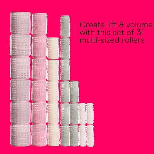 Conair Heatless Curls Hair Roller - 31 Count, Assorted sizes & Colors - Pink, Gray & Purple - Overnight Curl Rollers w/storage case thumbnail 3