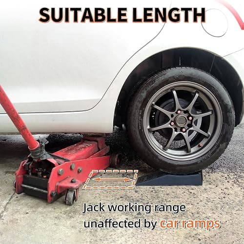 OULEME Low Profile Car Service Ramp with Anti-Slip Pads, 2 Pack for Oil Changes and Lift Vehicle Maintenance, Low Car Tire Ramps for Jack Support thumbnail 4