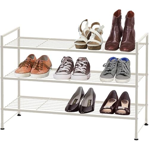 Simple Houseware 3-Tier Stackable Shoes Rack Storage Shelf, White - Image 1