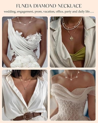 FUNEIA Dainty Silver Gold Necklaces for Women Trendy Non Tarnish 14K Gold Plated Cubic Zirconia Necklace Layered Cute Butterfly Heart Station Choker Necklace Stack for Wedding Prom Brides Jewelry thumbnail 6