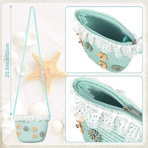 Weewooday 5 Pieces Little Girls Straw Purses Easter Sunflower Straw Shoulder Crossbody Bag Cute Shoulder Girlish Woven Bag for Outdoor Activities, 5 Styles thumbnail 3