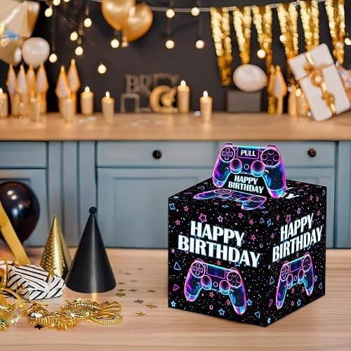 Neon Video Game Birthday Money Box for Cash Pull, Happy Birthday Boxes Gifts for Money Pull Out Card, 50Pcs Transparent Bags thumbnail 3